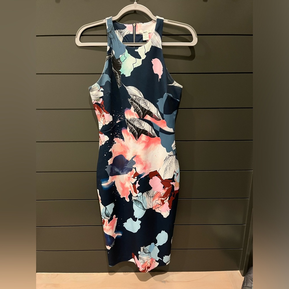 Bar III body con floral navy dress